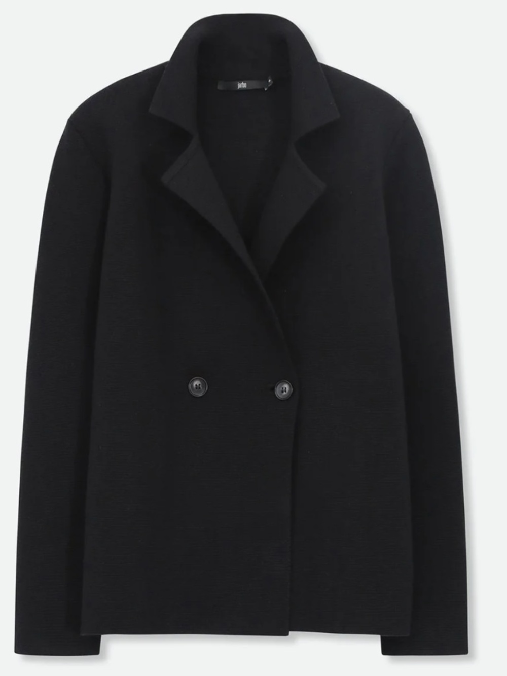 Women's Black Double-Breasted Knit Blazer